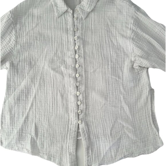 UO Urban Outfitters Gauze Cotton Button-Down Muslin White Shirt Womens Small - Picture 2 of 9